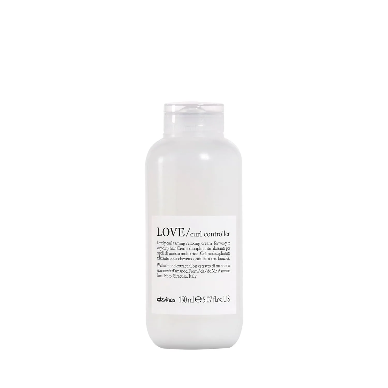 Davines LOVE Curl Controller крем для волнистых и кудрявых волос, расслабляющий эффект против пушистости - определяет текстуру, оставляя мягкие, легкие и упругие локоны даже при высокой влажности, с миндальным экстрактом, 150 мл