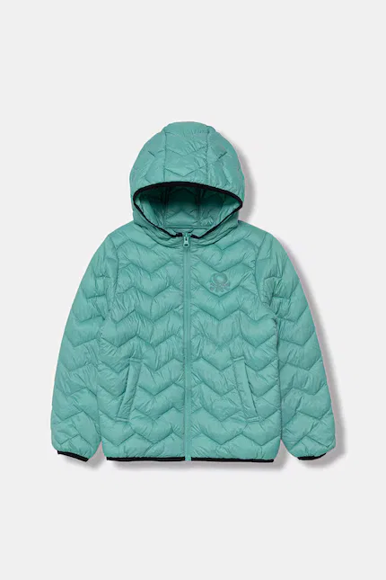 Куртка короткая с капюшоном United Colors of Benetton, бирюзовый