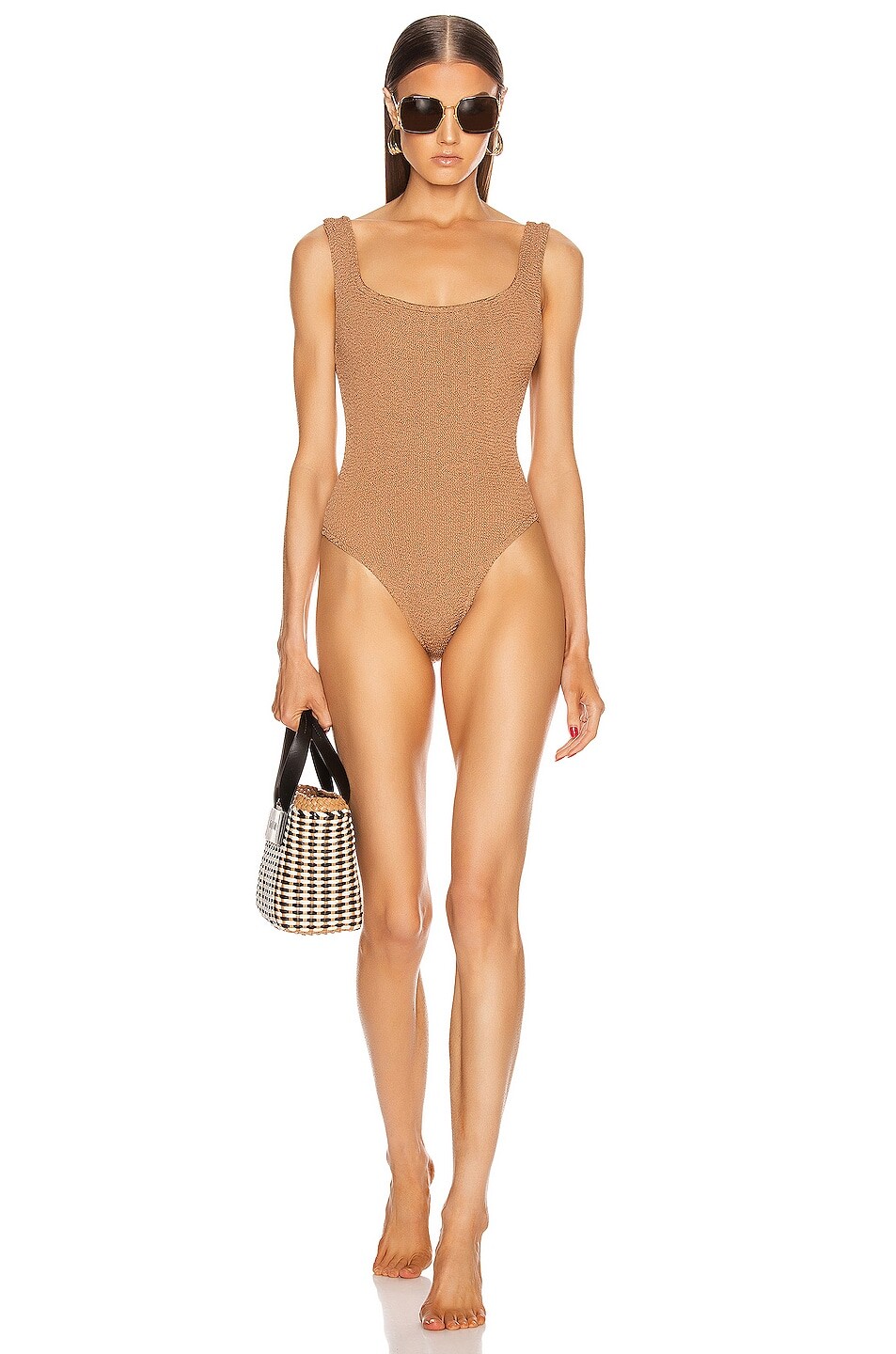 

Купальник Hunza G Classic Square Neck One Piece, цвет Metallic Cocoa