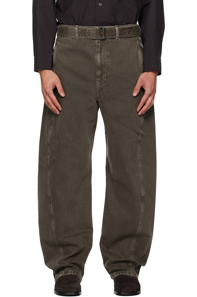 

Lemaire Джинсы цвета хаки с витым поясом