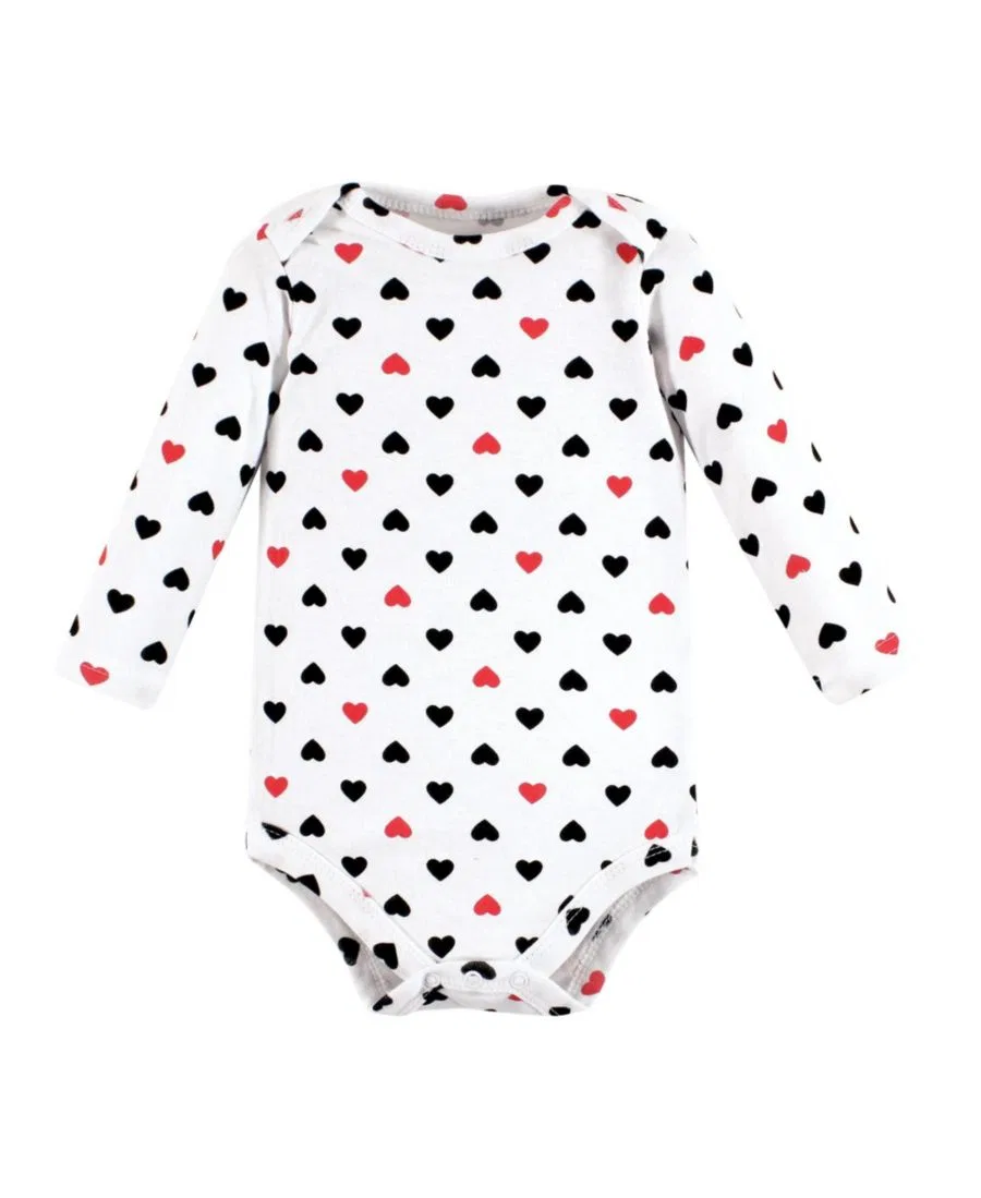 Комплект из 5 хлопковых боди с длинными рукавами для девочек Hudson Baby, красный/черный — фото 4