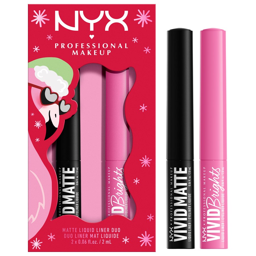 

Подводка для глаз NYX Professional Makeup Geschenkset, Holiday Limited Edition Vivid Matte Liquid Eyeliner Schwarz 2 ml + Vivid Brights Liquid Eyeliner Pink 2 ml / 2 x 2 ml