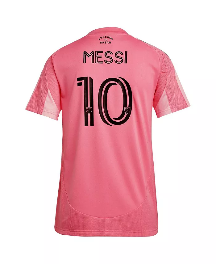 Женская светло-розовая футболка-реплика игрока Inter Miami CF 2025 Euforia Lionel Messi adidas — фото 2