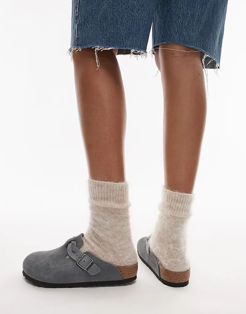 Плетеные босоножки Birkenstock из замши цвета серого базальта — фото 4