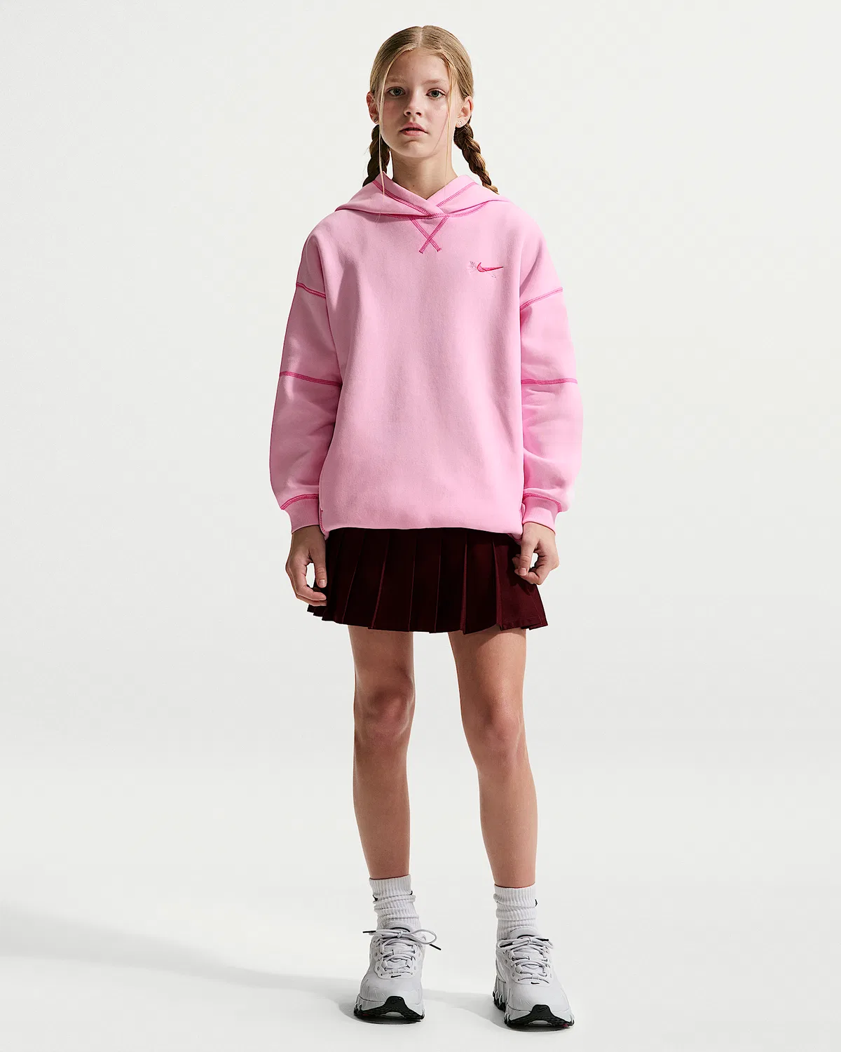 Детская (для девочек) оверсайз худи Nike Sportswear Club Fleece, Pink Foam/Playful Pink — фото 4