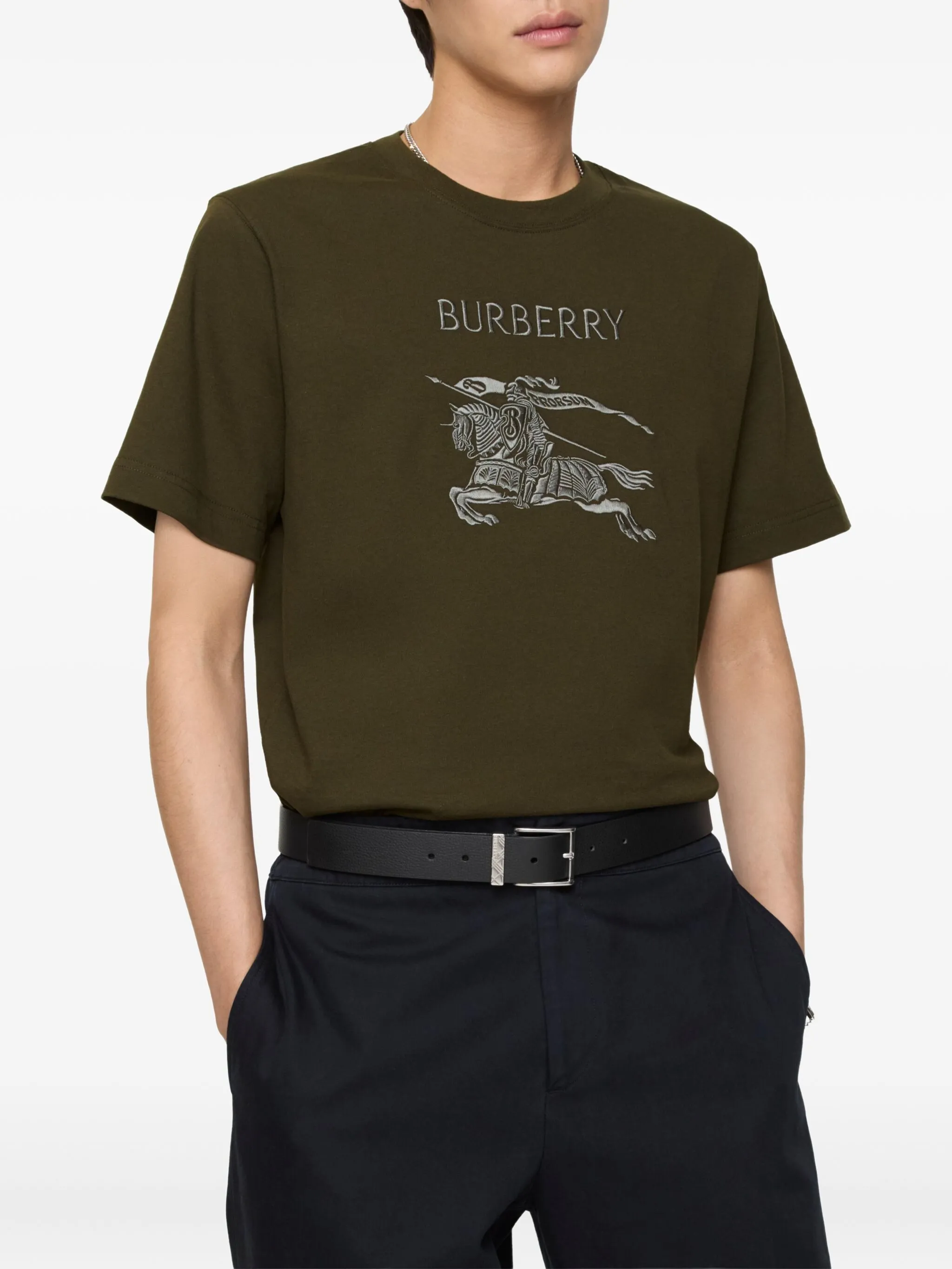 Футболка с вышитым логотипом Burberry, зеленый — фото 2