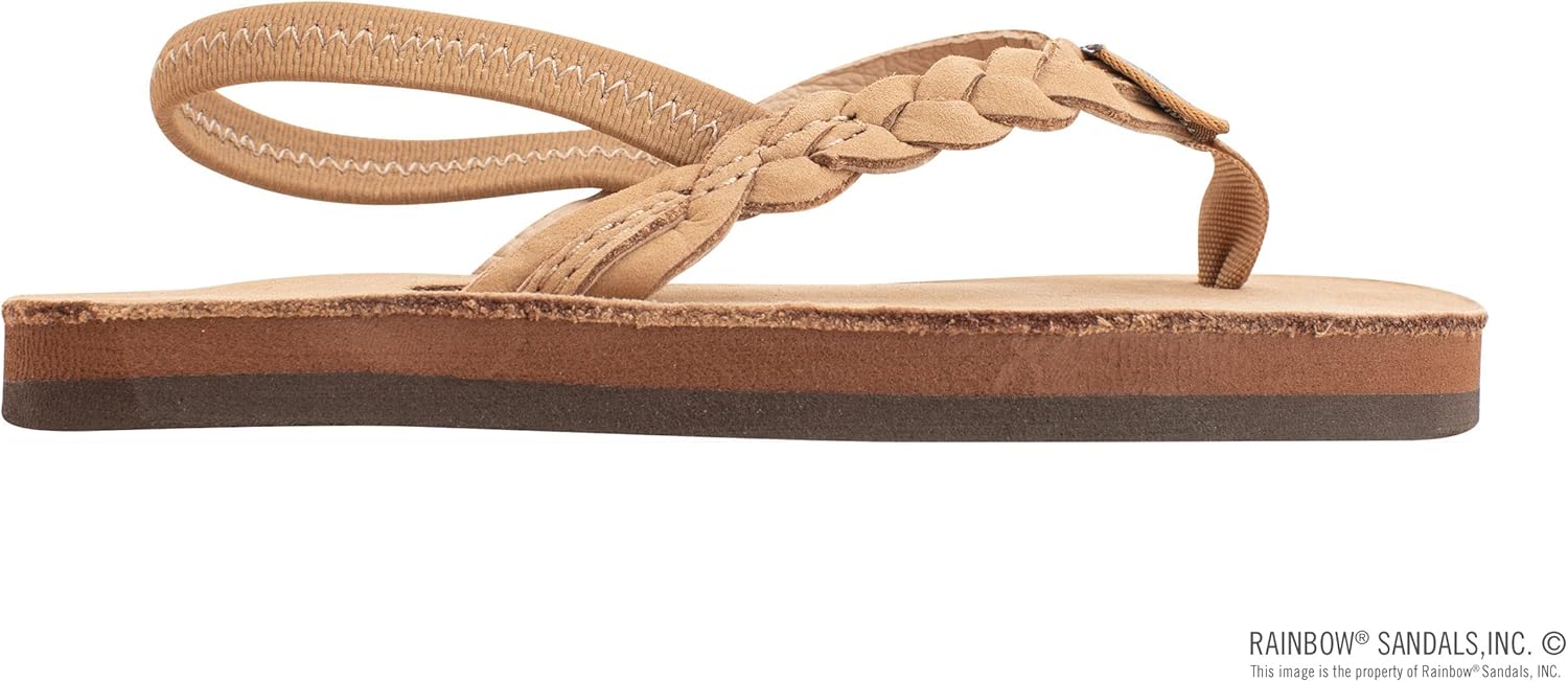 Детские сандалии Rainbow, один слой, премиум-кожа, плетеный ремешок Flirty Braidy Rainbow Sandals, Sierra Brown — фото 4
