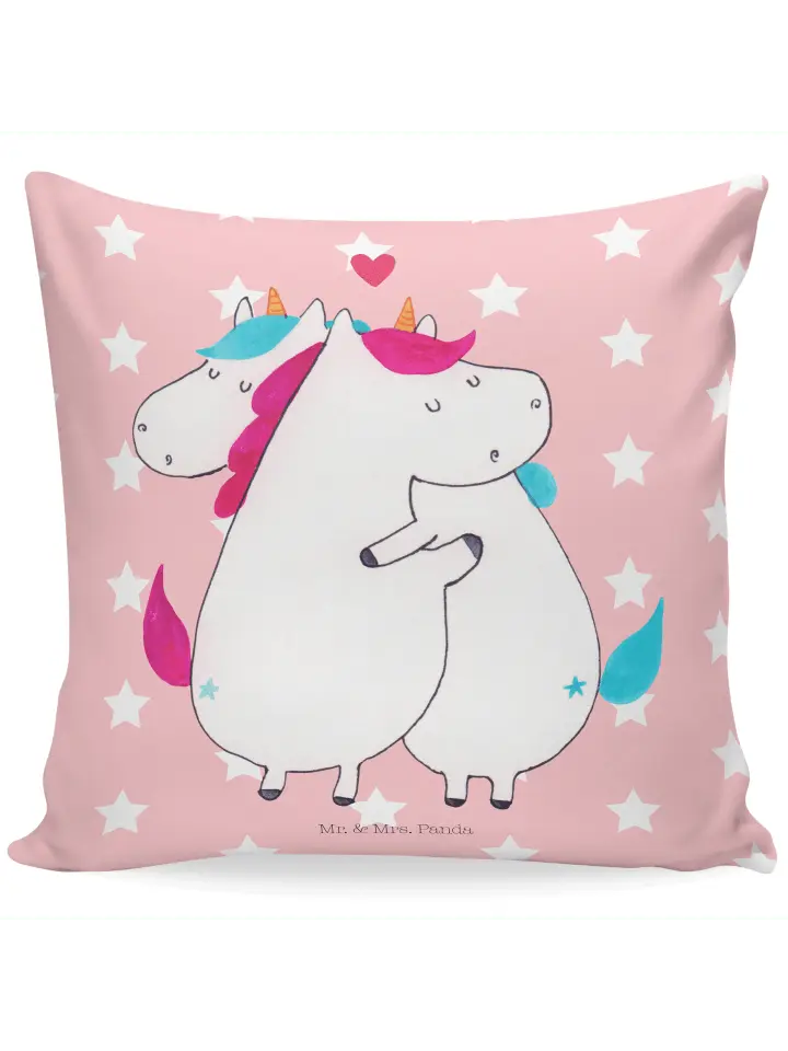 

Подушка Mr & Mrs Panda 40x40 Einhorn Mitteilung, цвет rot pastell