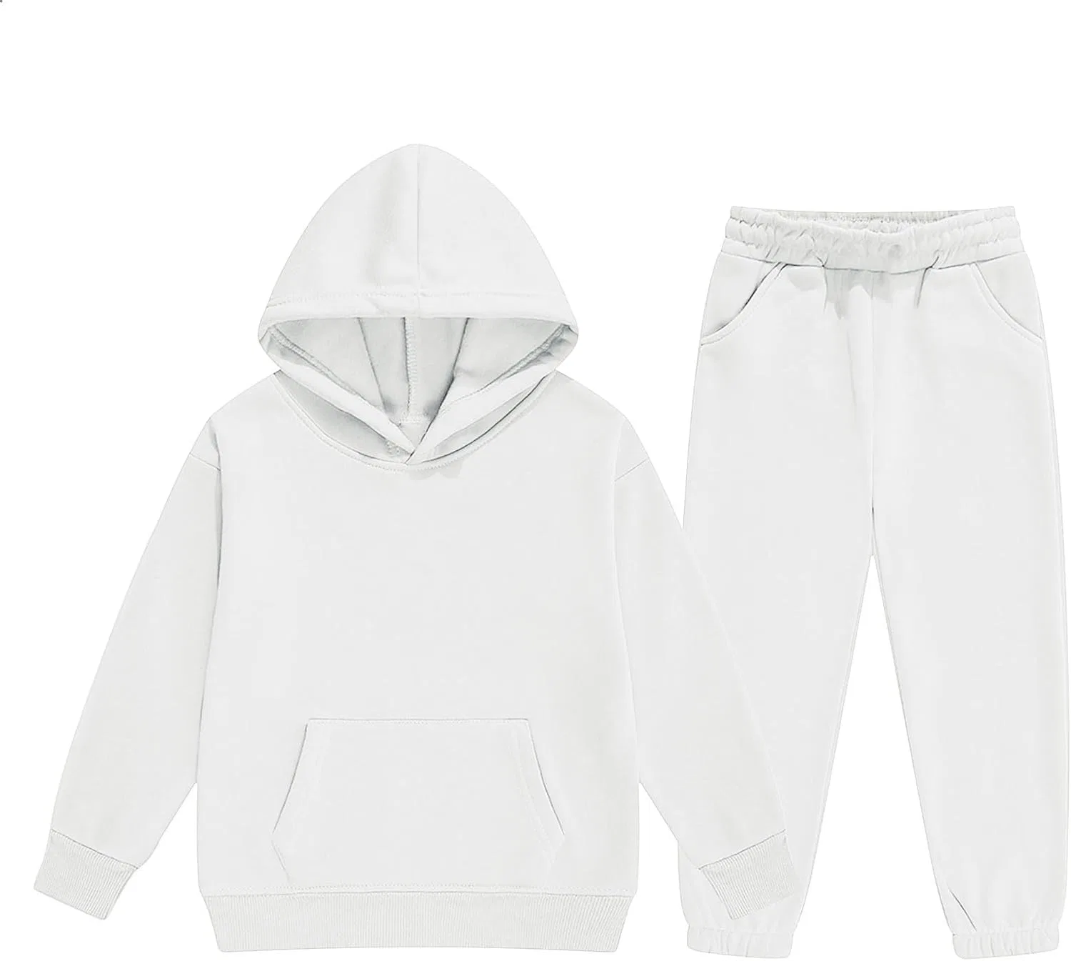 Детский спортивный костюм, хлопковый флис, белый