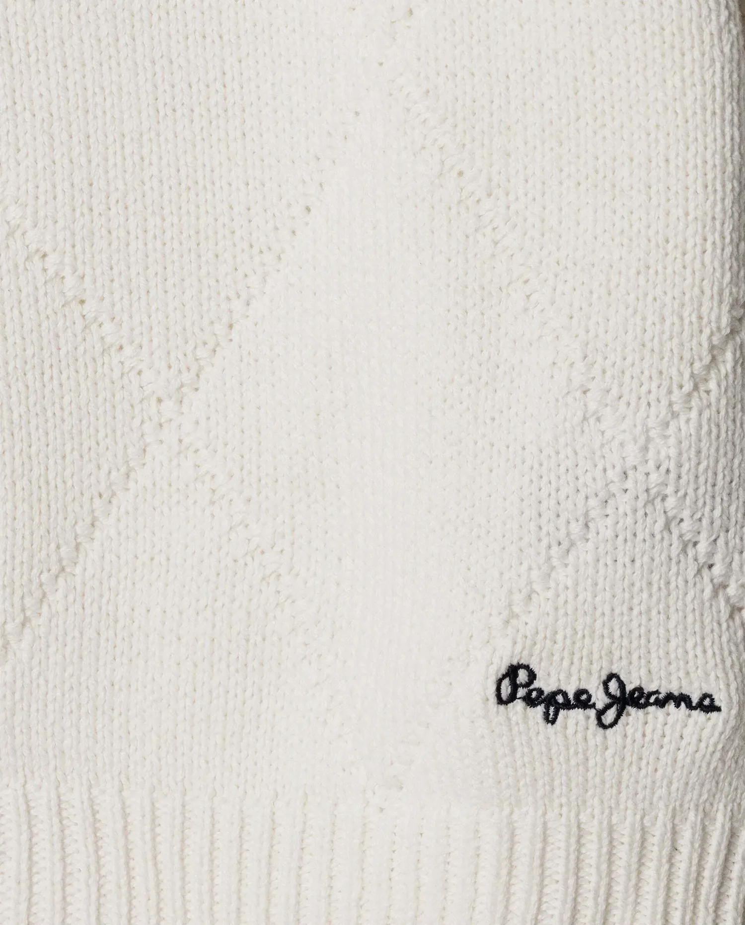 Вязаный джемпер с ромбическим узором Florence для девочки Pepe Jeans, белый — фото 4