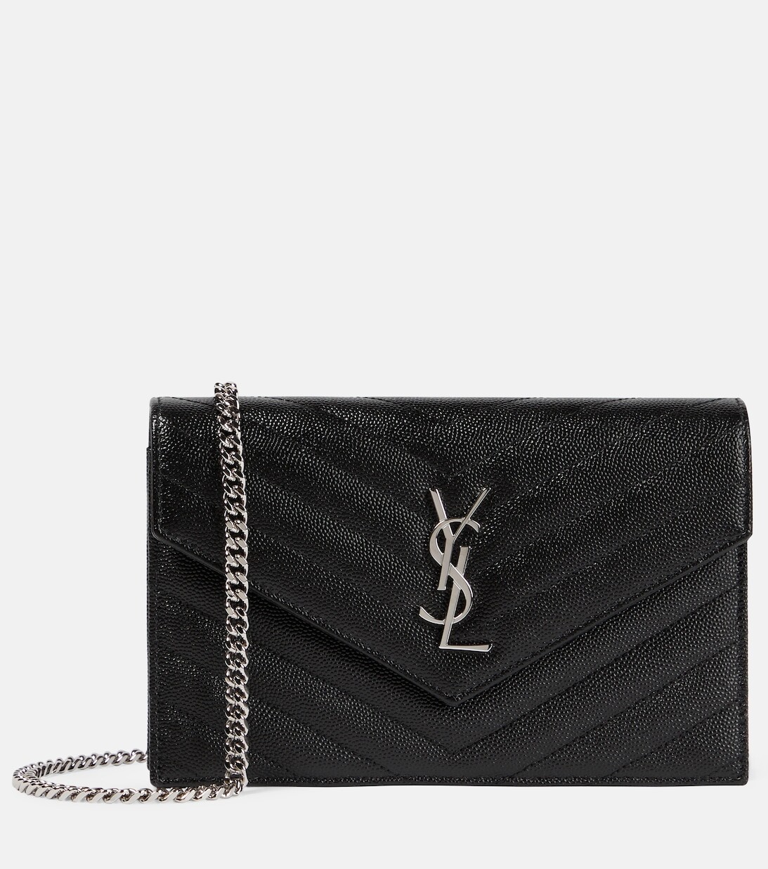

Кожаный кошелек Cassandre matelassé на цепочке Saint Laurent, черный