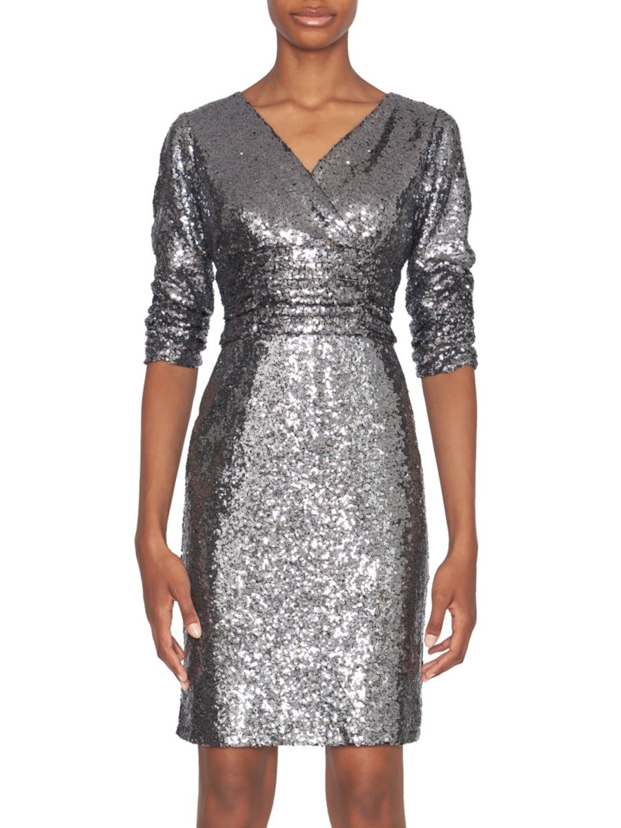 

Платье-футляр с пайетками Focus by Shani, серебряный