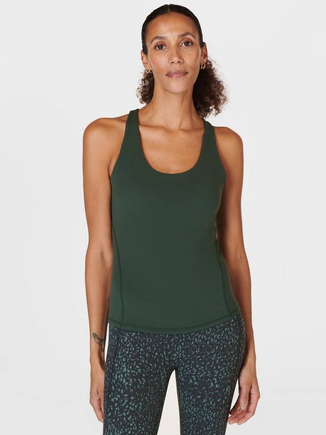 

Супер мягкий гладкий бюстгальтер-майка для бега Sweaty Betty, цвет Trek Green
