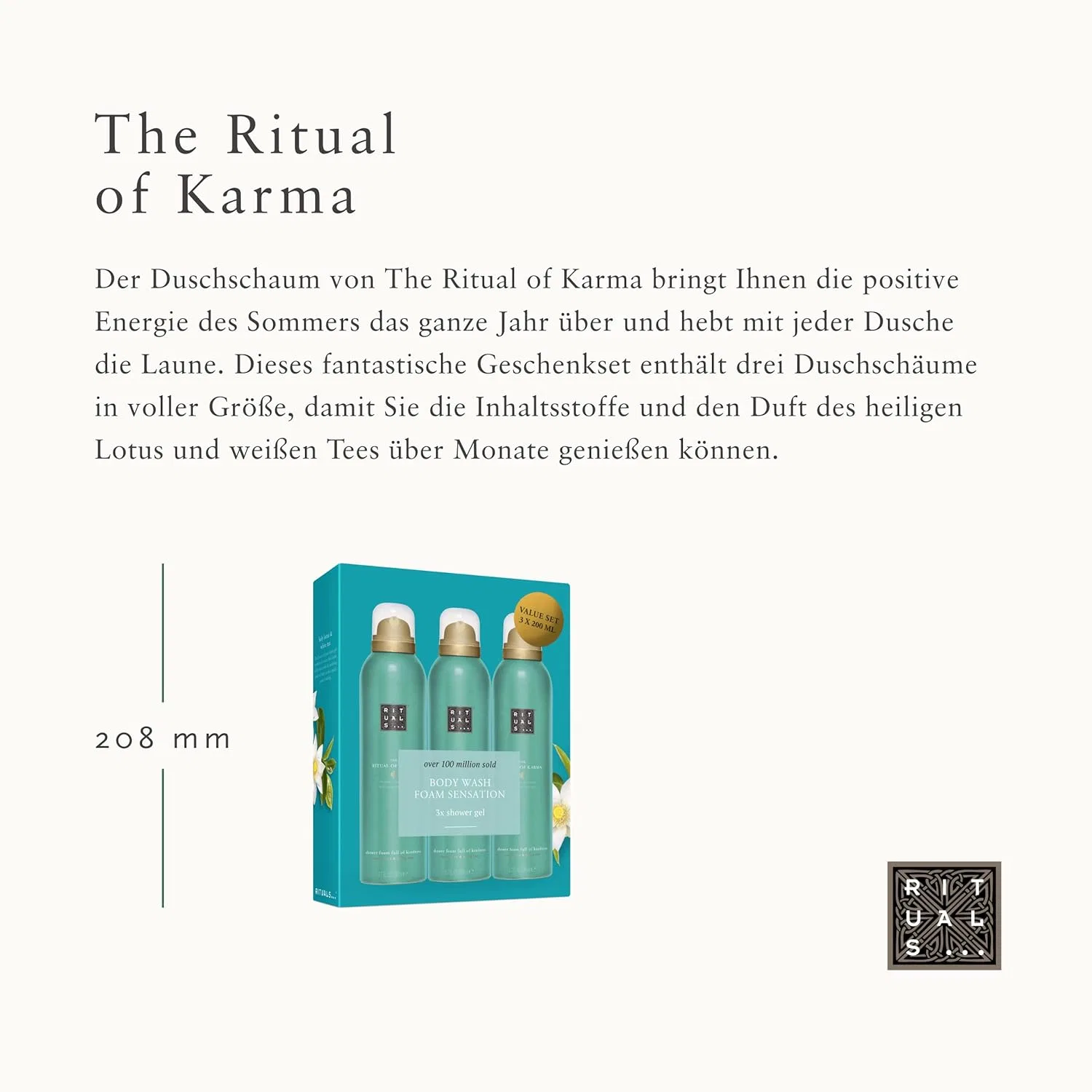 Набор пенящихся гелей для душа «The Ritual of Karma» от RITUALS, 3 шт. по 200 мл Rituals — фото 3