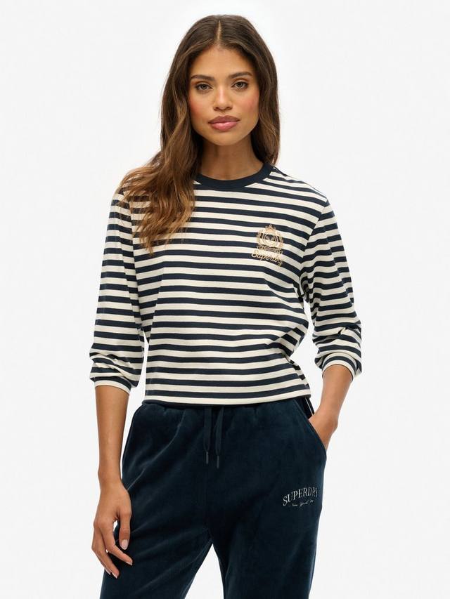 

Топ с длинными рукавами в полоску Country Club Superdry, Navy/White