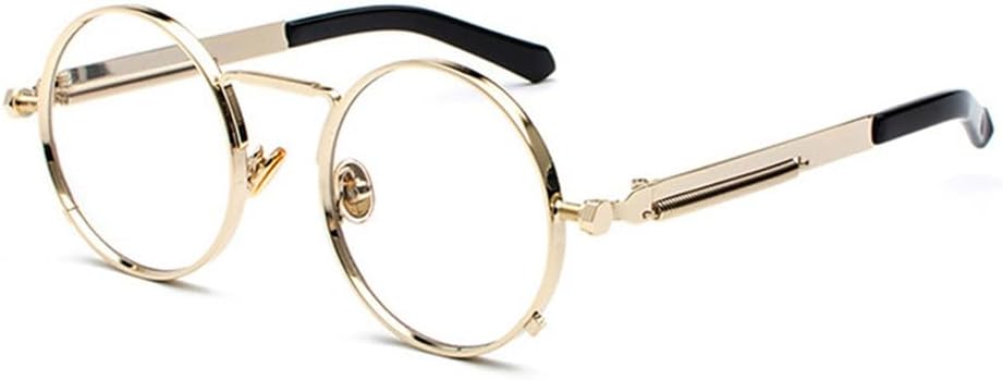 

Мужские солнцезащитные очки в стиле стимпанк с металлической оправой, ретро-винтаж, круглые, для женщин, черные, с защитой от УФ-излучения UV400 VFDHN, Gold With Clear