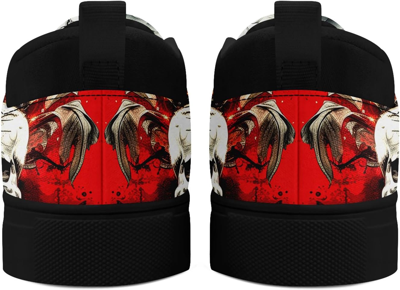 Мужские слипоны из холщовой ткани coolcustomize с готическим принтом черепа, повседневные легкие лоферы, удобные кроссовки для прогулок, для женщин, черный — фото 3