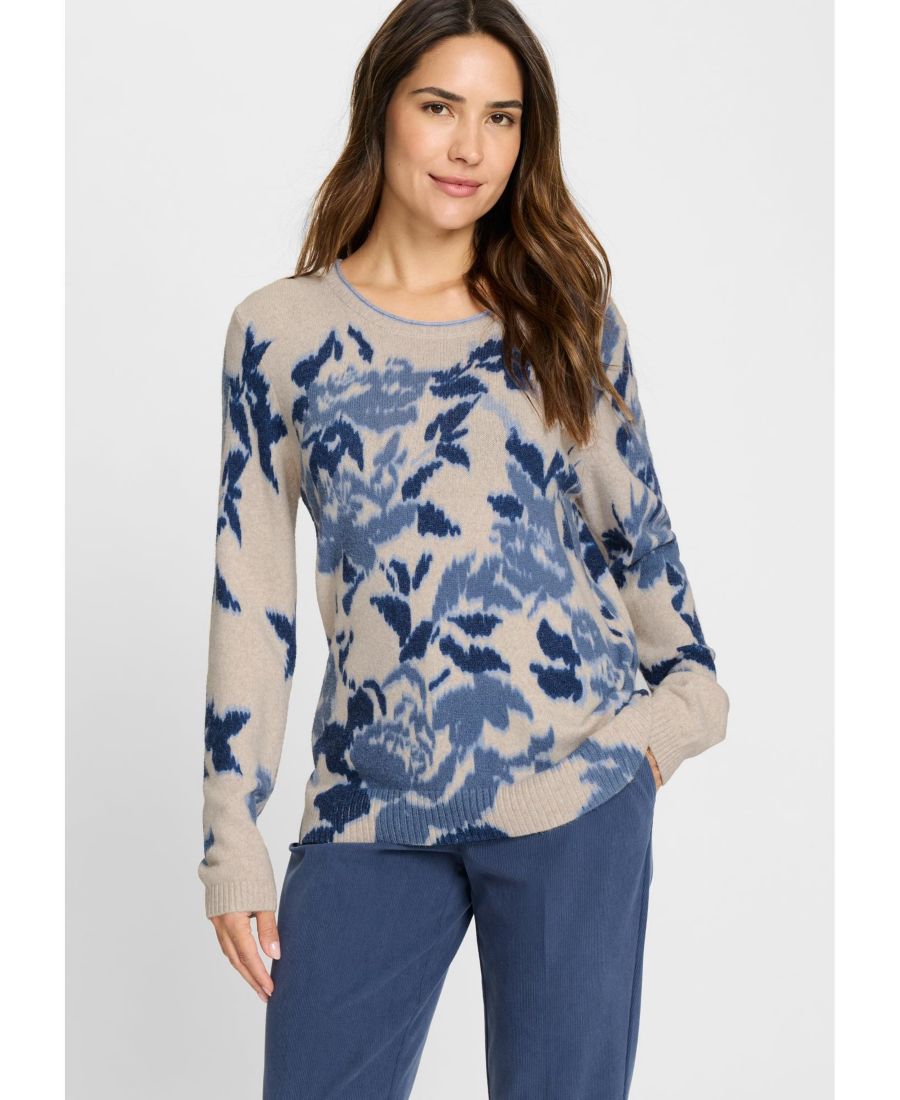 

Женский свитер с абстрактным цветочным принтом Olsen, Blue haze melange