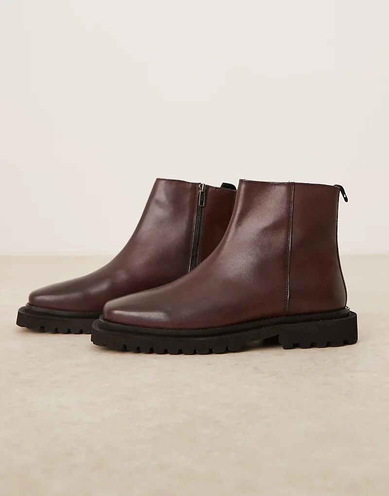 

Ботинки челси из бордовой кожи с молнией ASOS DESIGN