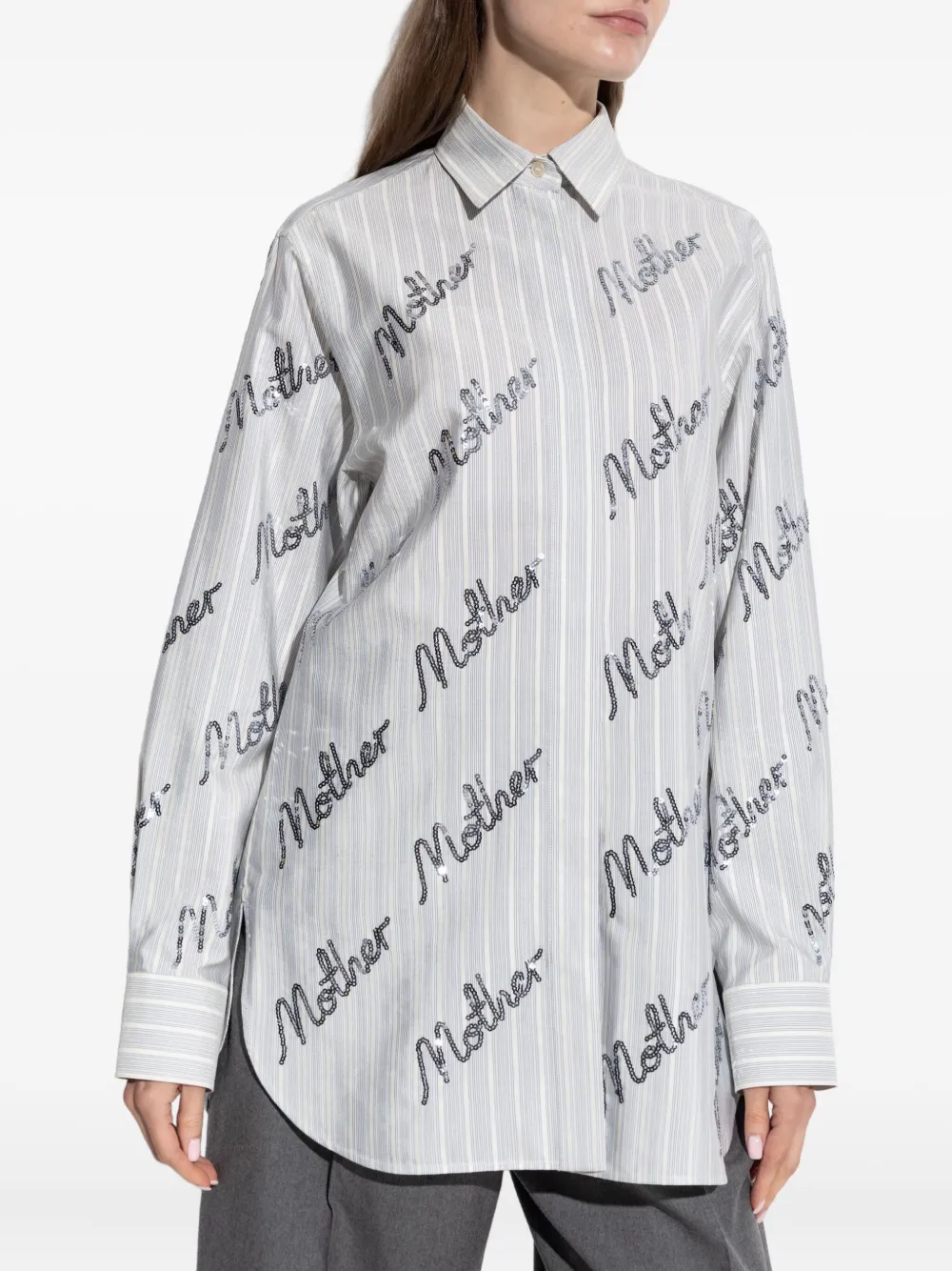 Полосатая рубашка, украшенная пайетками STELLA MCCARTNEY — фото 3
