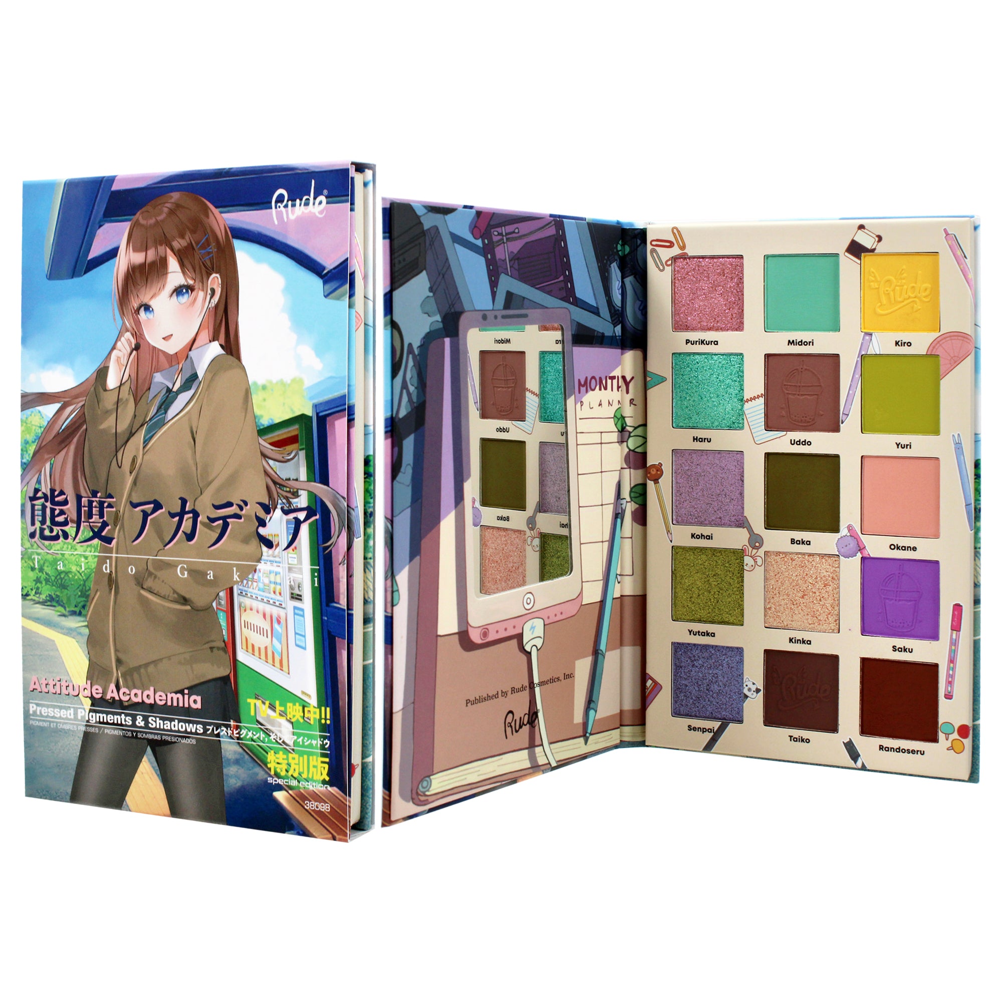 Палитра прессованных пигментов и теней Manga Collection - Attitude Academia от Rude Cosmetics для женщин - 0,77 унции Rude Cosmetics, Small — фото 4