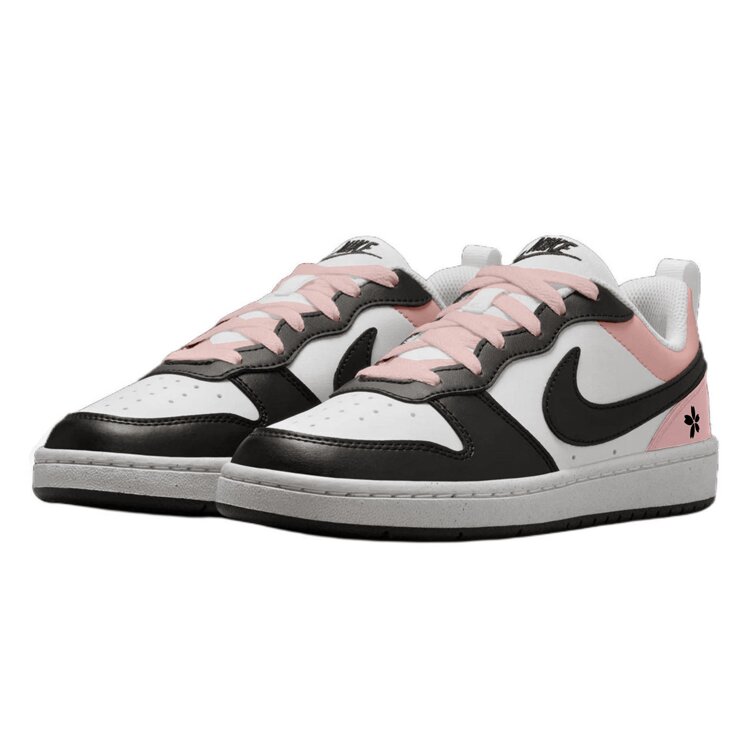 Nike Court Borough Synthetic Leather Low top детские скейтерские кроссовки Black Pink для подростков — фото 4