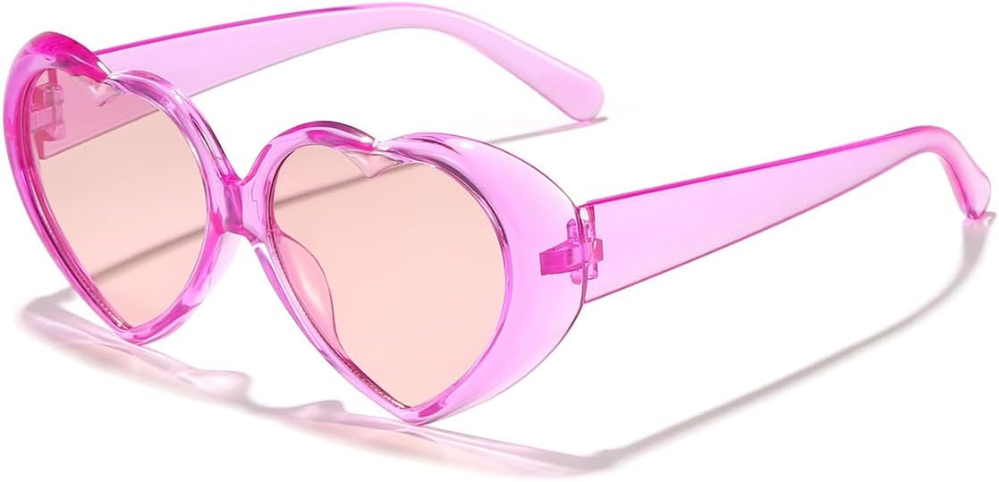 

Солнцезащитные очки для мужчин и женщин - защита UV400 - маленькая оправа с цветными линзами в форме сердечка, для занятий спортом на открытом воздухе и вождения QWBSER, 4