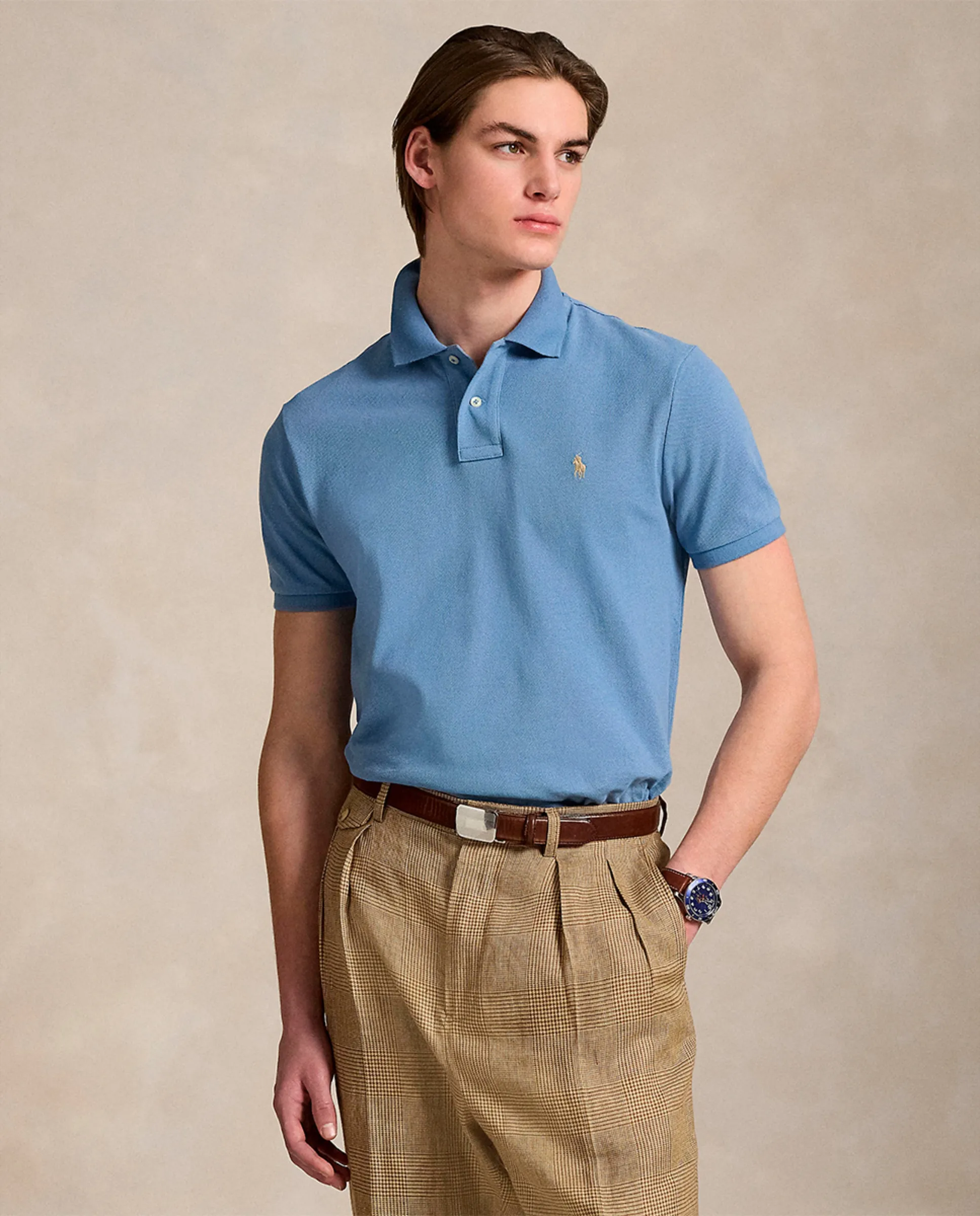 

Мужская поло из пике Regular fit Polo Ralph Lauren, голубой