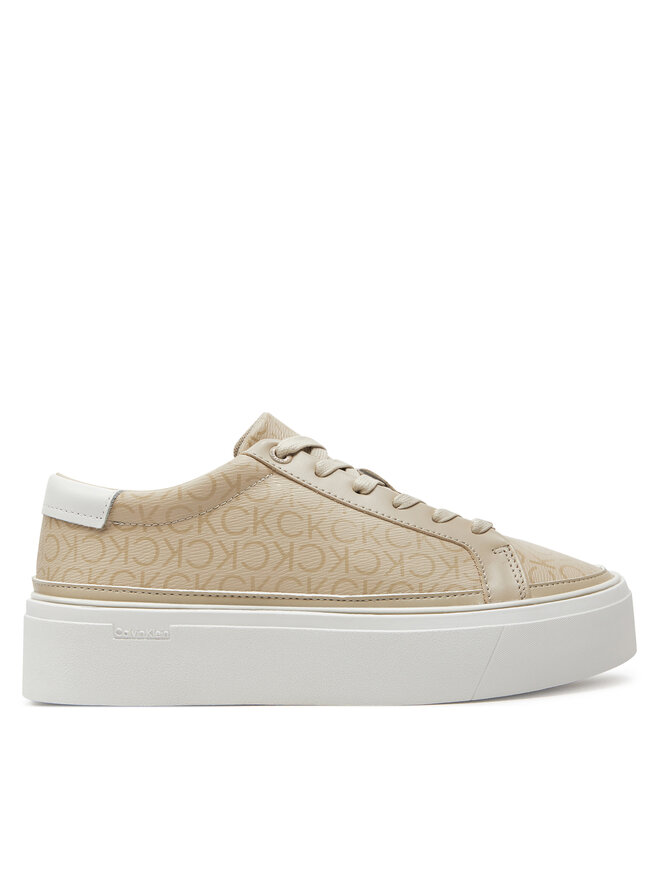 Кроссовки Calvin Klein Flatform Cup Lace Up Epi Mono HW0HW01911, бежевый