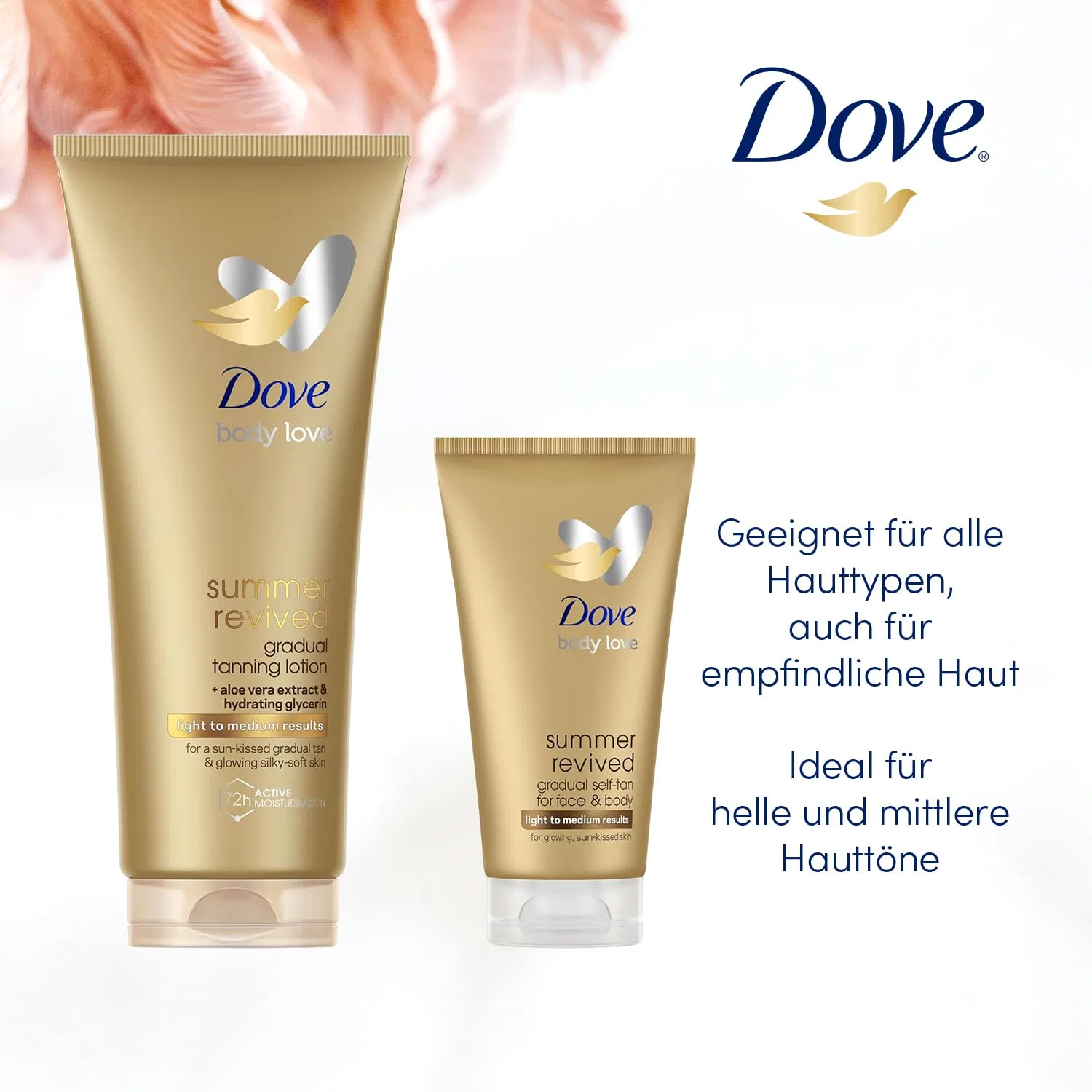 Набор автозагаров Dove Summer Revived для лица и тела, 200 мл + 75 мл Dove, Kit (Body + Face) — фото 3