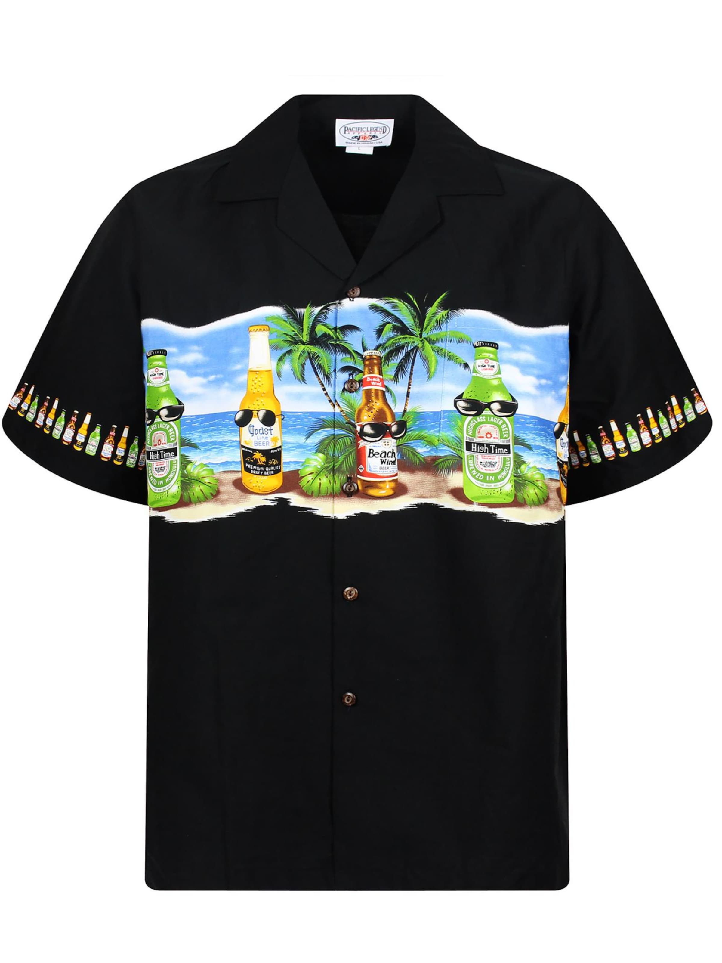 

Pacific Legend Рубашка на пуговицах 'Corona Brustdruck' черного цвета, Regular fit