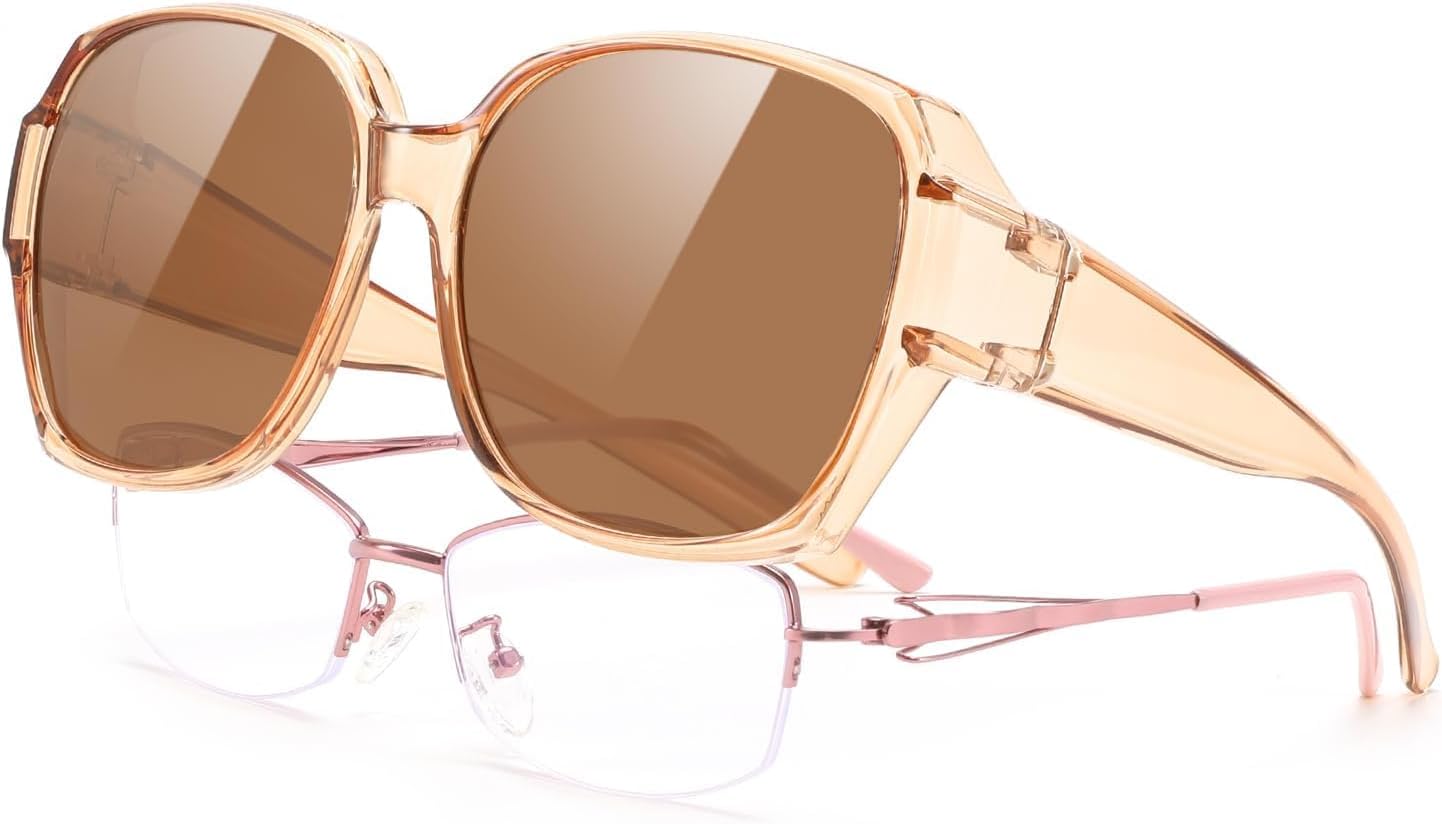 

Солнцезащитные очки FEISEDY Fit Over Glasses Polarized для женщин, надеваемые поверх очков с диоптриями, увеличенного размера, с защитой от УФ-излучения, B1114, Transparent Tea Frame & Tea Lens