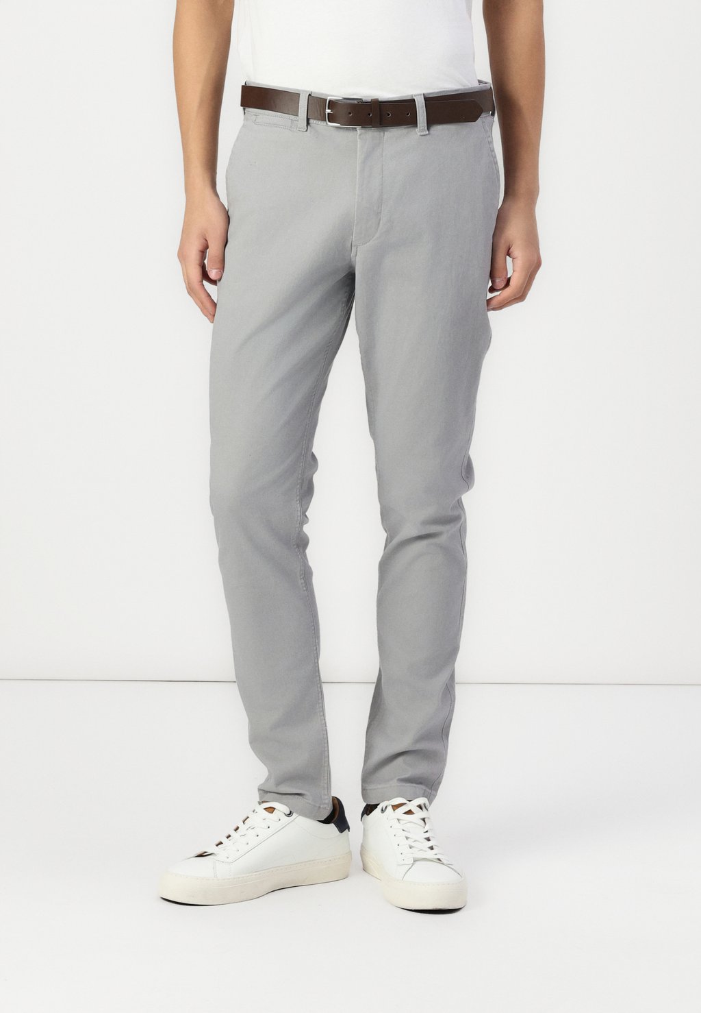

Чиносы JPSTMARCO JJDAVE WITH BELT Jack & Jones PREMIUM, серый