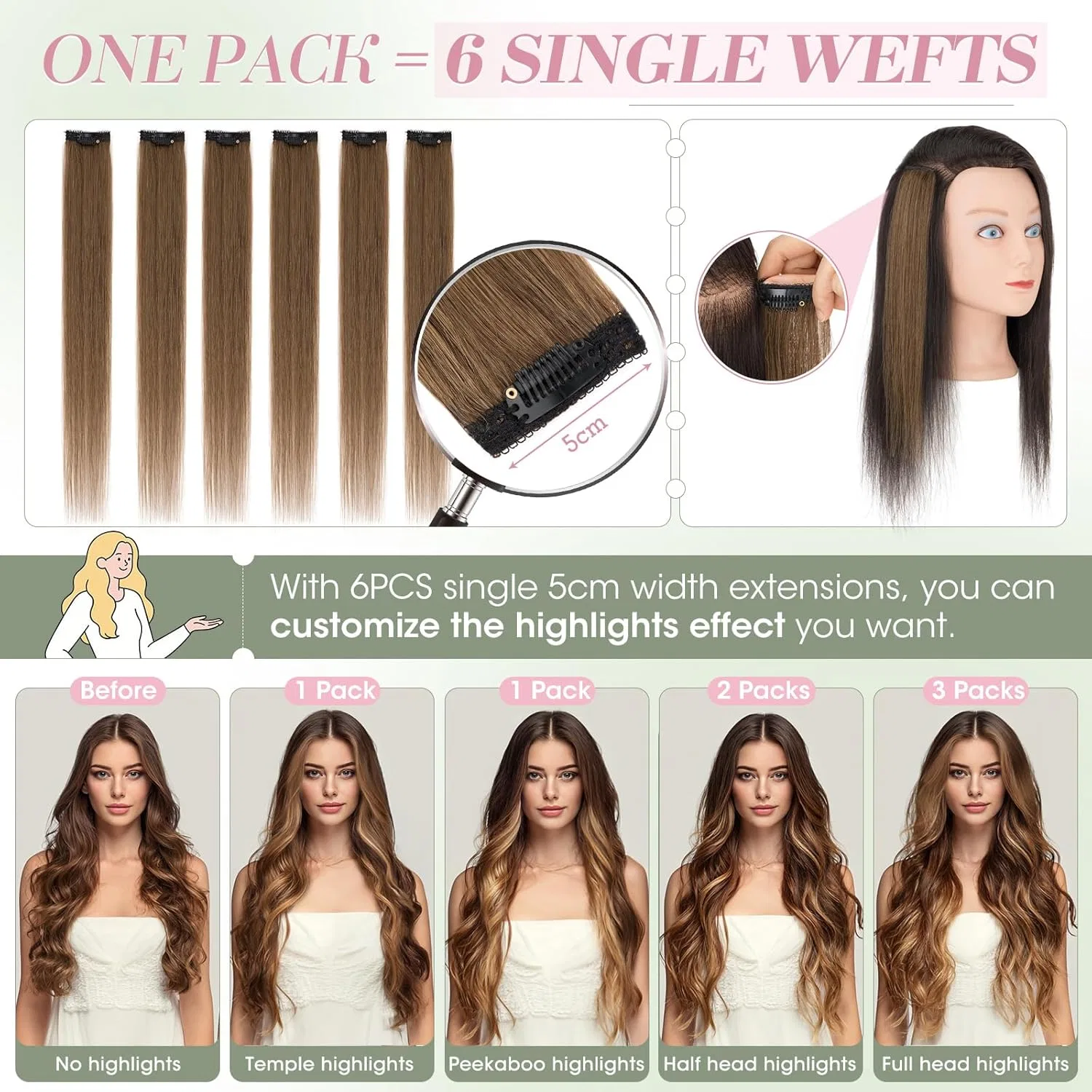 Накладные пряди для волос Elailite Clip-In из натуральных волос Elailite, #4 Chocolate Brown — фото 4