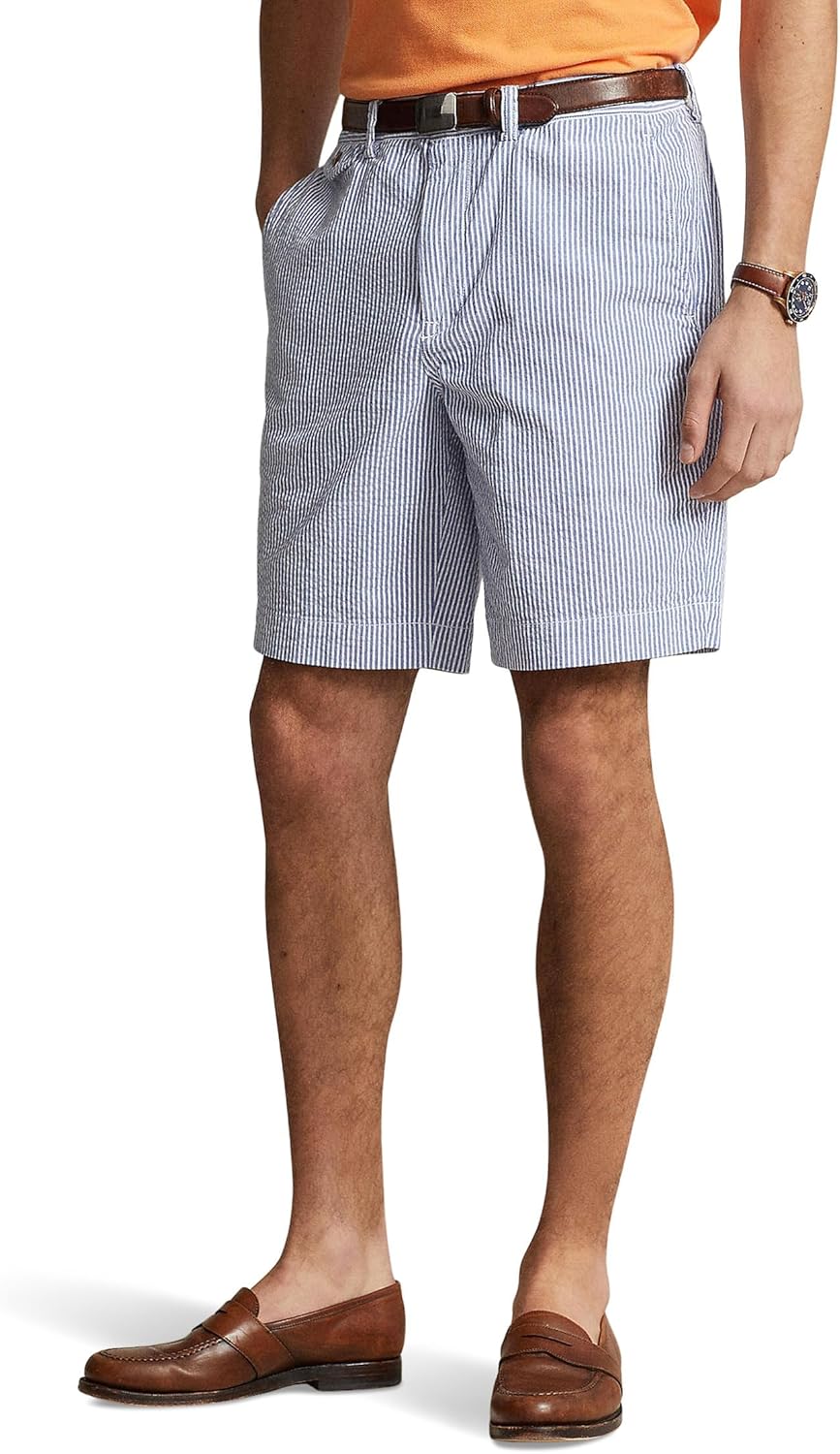 

POLO RALPH LAUREN Мужские классические шорты из пике-жаккарда с эластаном, длина 9.25 дюйма, Blue Seersucker