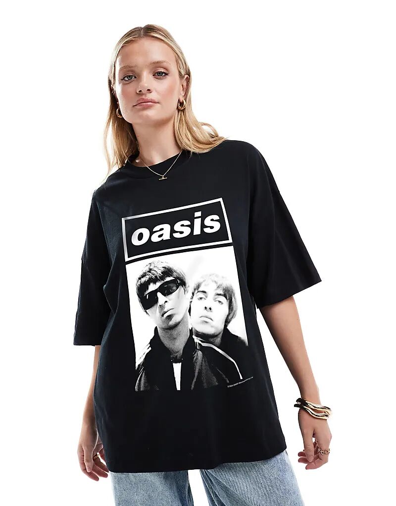 

Футболка свободного кроя ASOS DESIGN черного цвета с лицензионным принтом Oasis