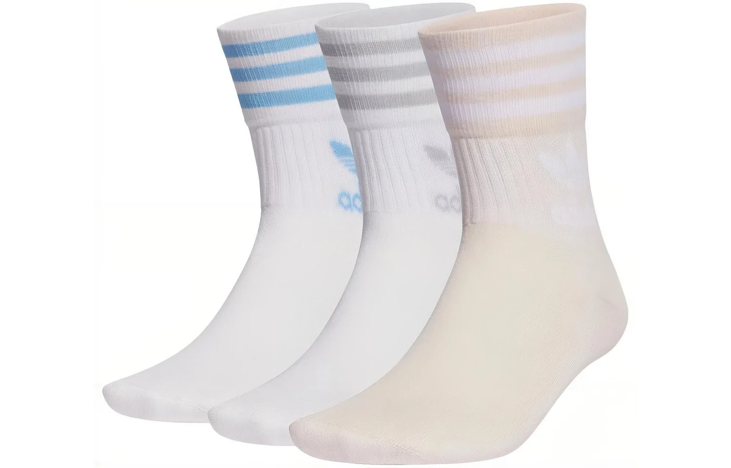 Носки Mid Cut Crew Unisex, набор из 3 пар Adidas Originals, 3 Pack (White+White+Wonder Quartz)