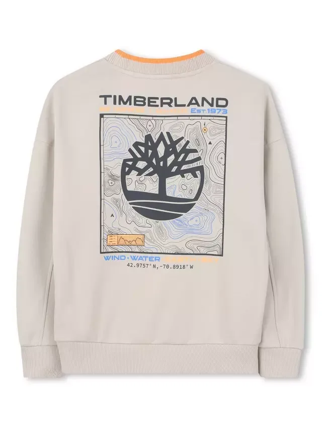 Детская толстовка из смесовой хлопковой ткани, бежевая Timberland — фото 2