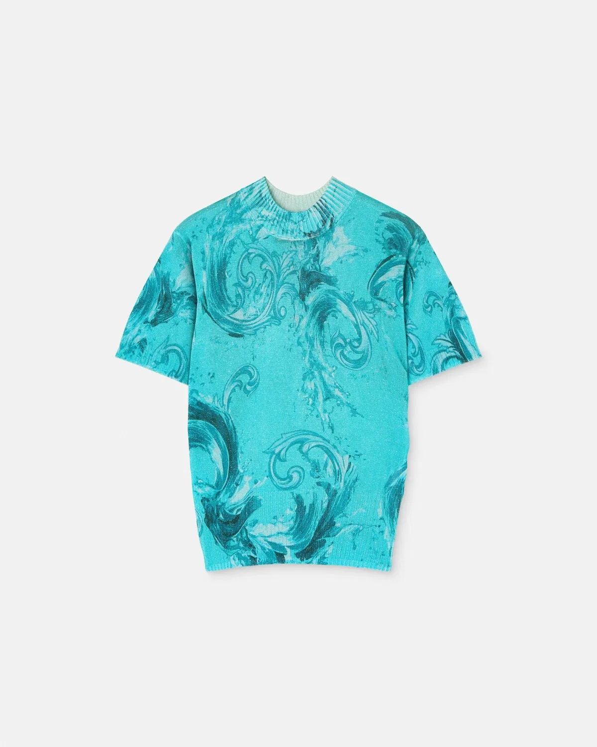 Вязаная футболка из вискозы с принтом VERSACE, черный