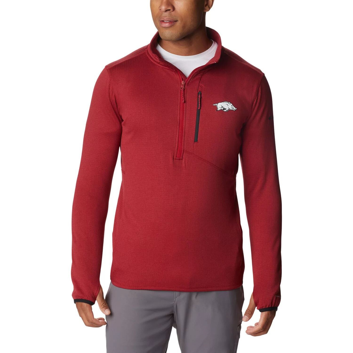

Мужская футболка Columbia Cardinal Arkansas Razorbacks Park View с застежкой-молнией до половины длины