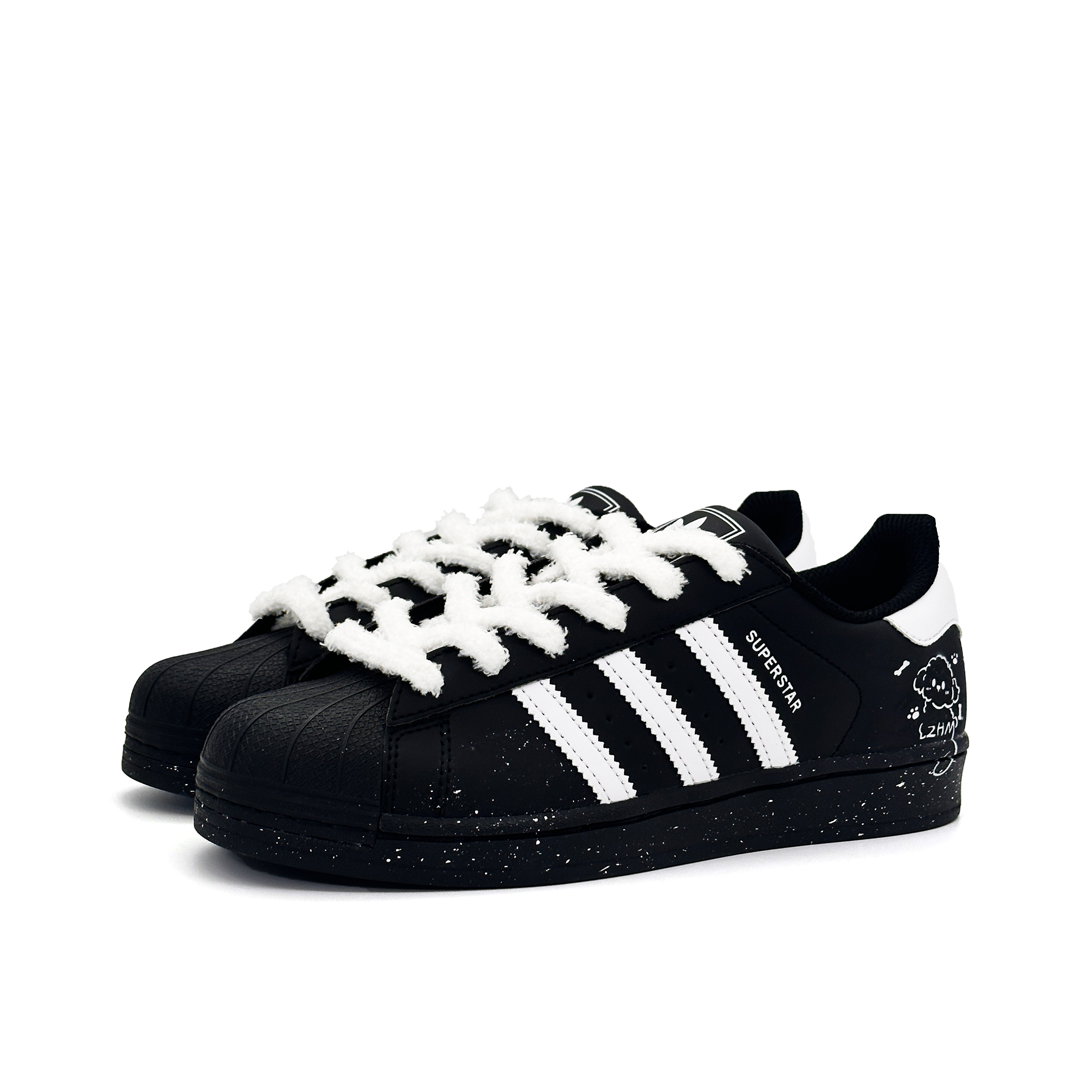 Adidas Originals Superstar 2 Paper Pasted Glutinous Dog Abrasion Resistant Low top Kids' Skateboarding Shoes Black — фото 4