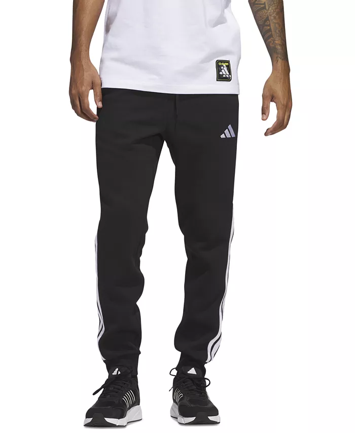 

Мужские базовые джоггеры Regular-Fit с флисом и 3 полосками Adidas, черный
