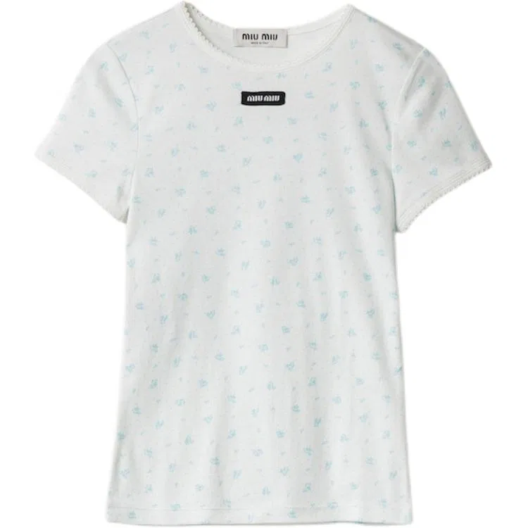 Футболка MIU MIU White/Light Blue
