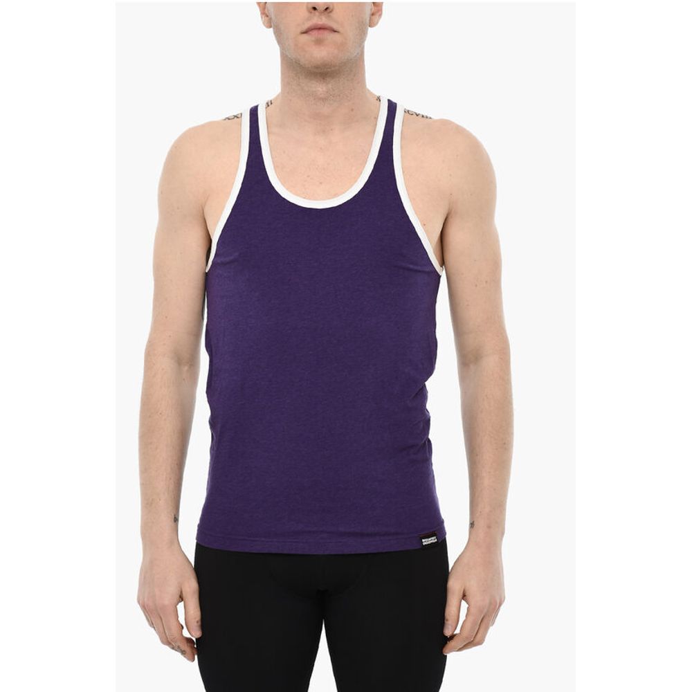 

Майка из хлопкового нижнего белья с контрастной отделкой Dsquared2, Purple