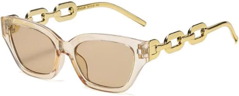 

Солнцезащитные очки в стиле ретро с толстой цепочкой, защитой от УФ-излучения, для мужчин и женщин, модель «кошачий глаз» PUB, Through Tea Frame Tea Flakes