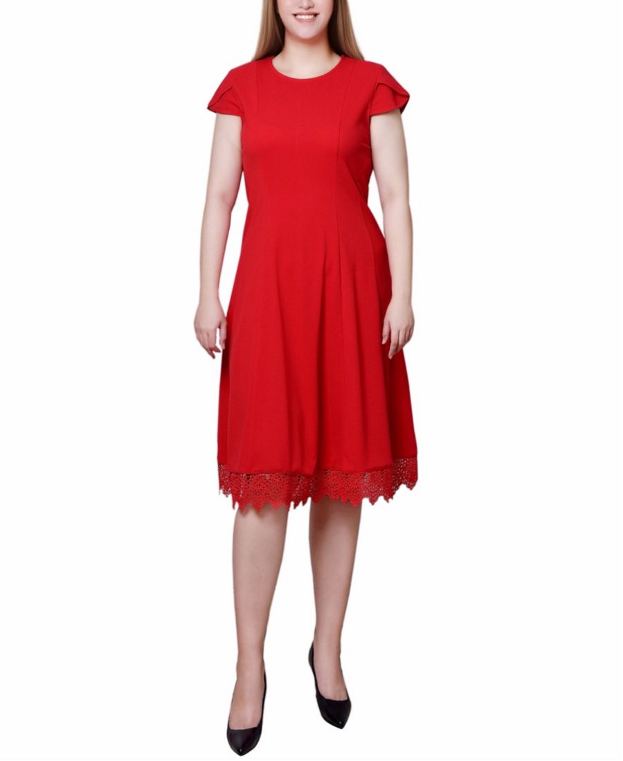 

Женское платье-сарафан из шифона с рукавами из ткани дайвинг NY Collection, Fire Red