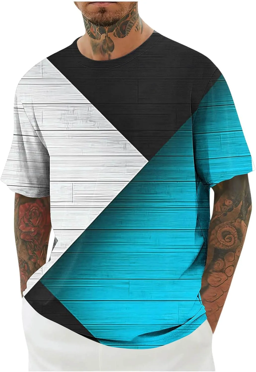 

Мужская футболка с принтом, свободный крой, Crew Neck, короткий рукав