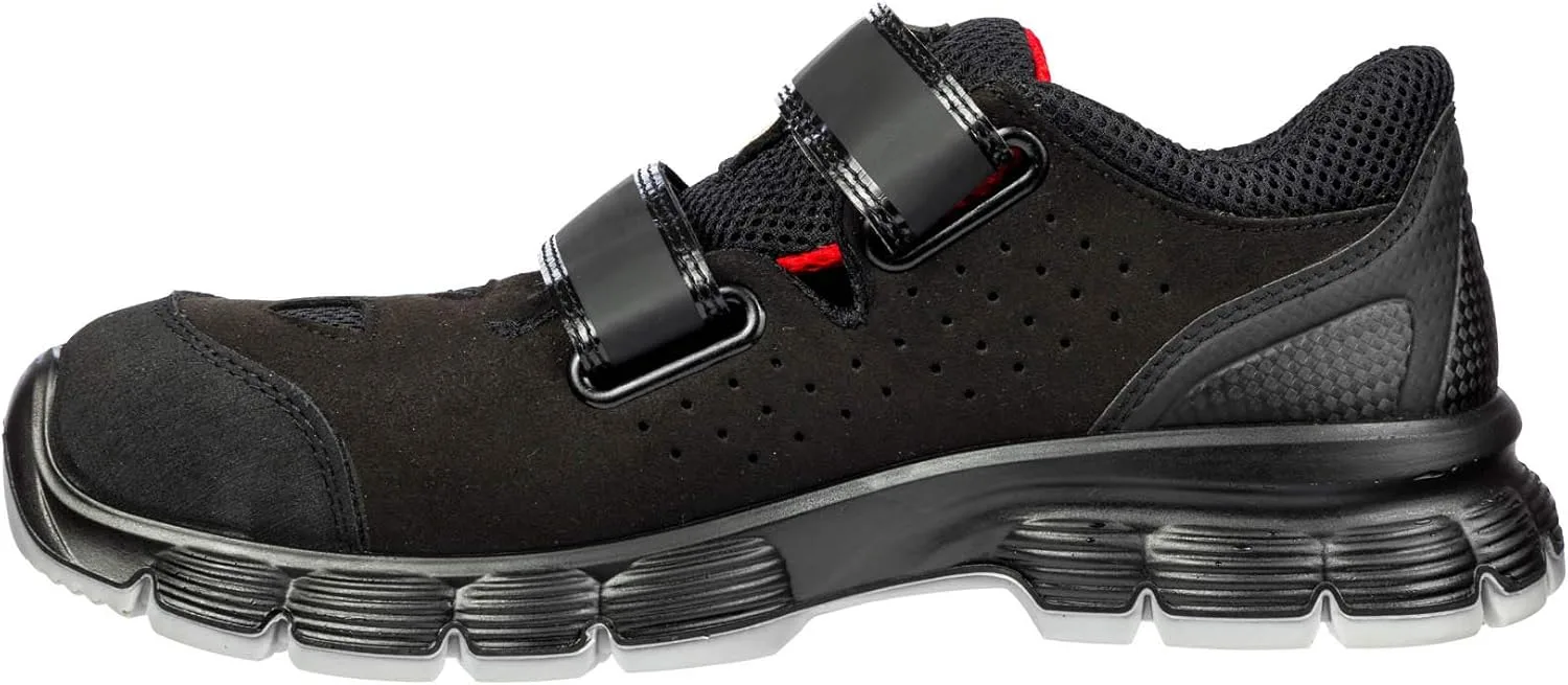Защитные ботинки PUMA Safety Aviat Low S1P ESD SRC изготовлены из стали, обеспечивают защиту, имеют нескользящую подошву, подходят для мужчин и веганов, черный/красный — фото 4