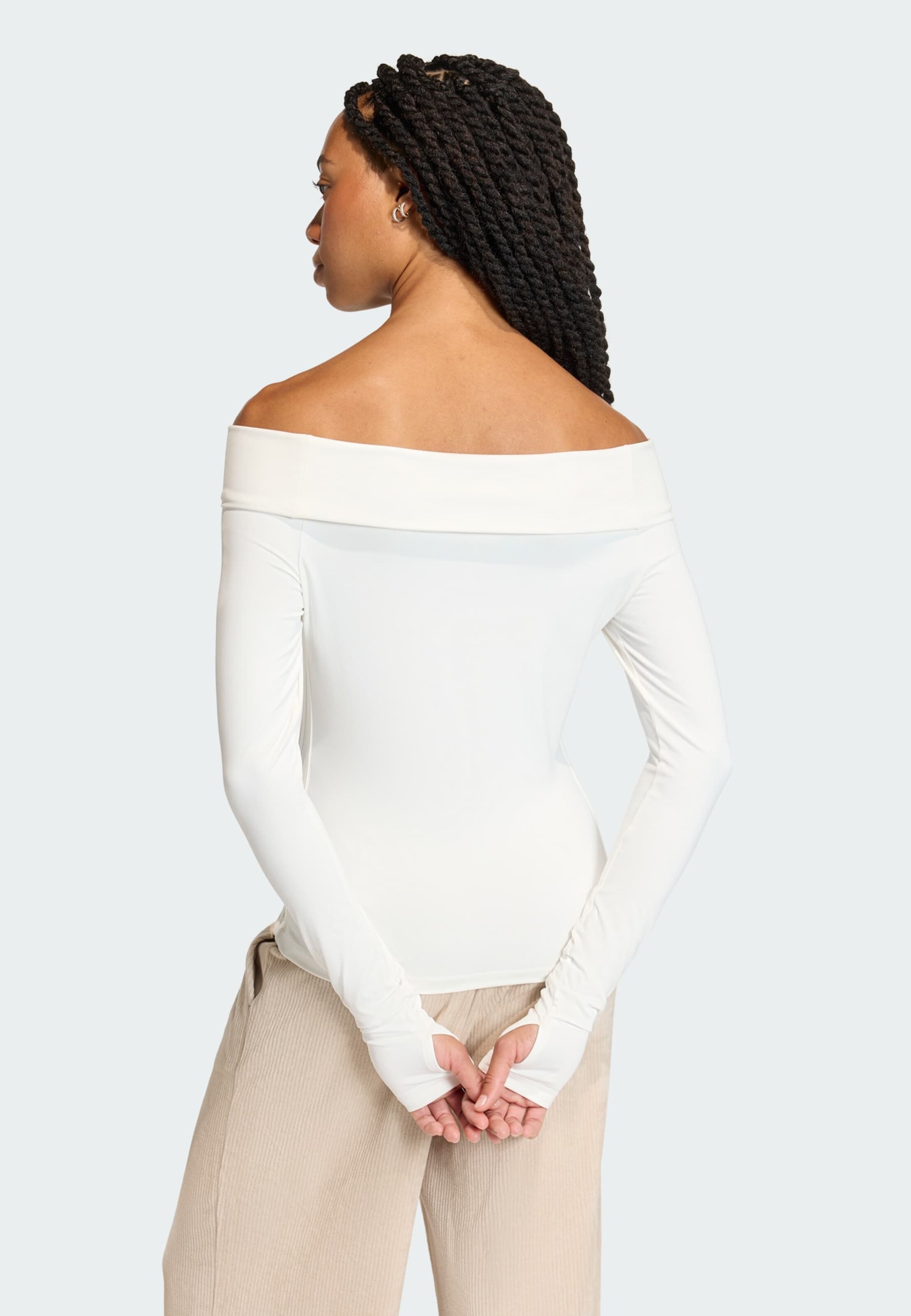 Adidas Originals Лонгслив 'OFF-SHOULDER LONG SLEEVE' в белом цвете — фото 3