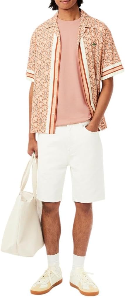 Футболка Lacoste, мужская, с коротким рукавом и круглым вырезом из джерси Pima, beige — фото 4